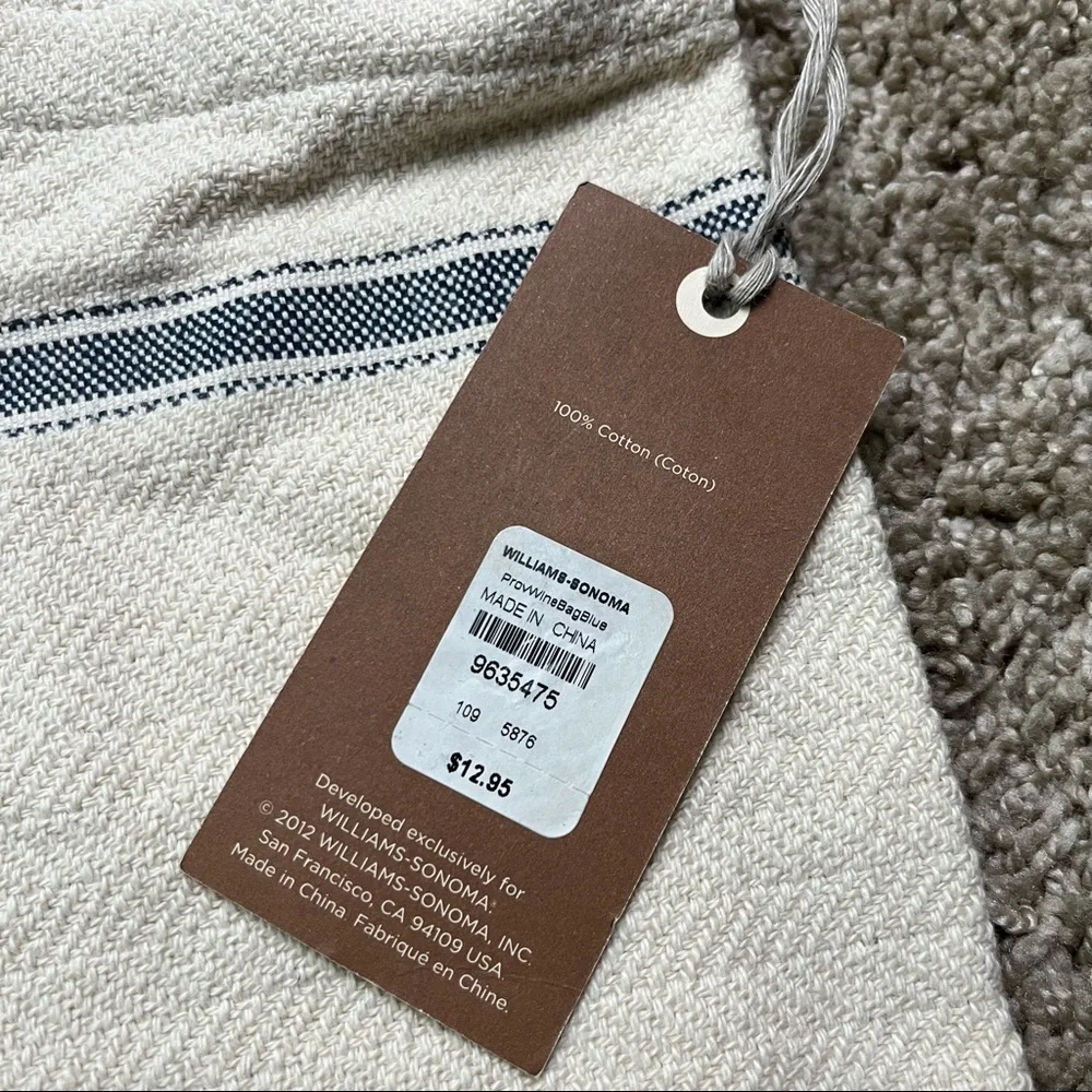 Williams Sonoma Provençal Stripe Bottle Tote Wine Gift